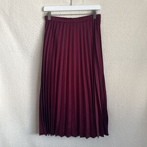 J Crew Pleated Midi Skirt Womens Size 2 Burgundy